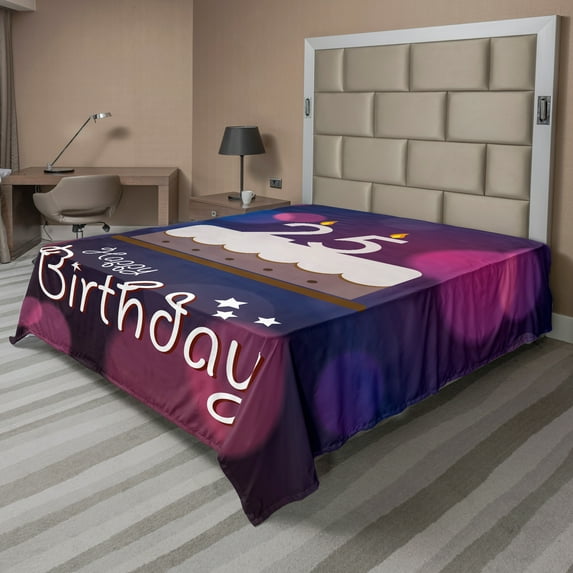 Ambesonne Abstract Flat Sheet, Cake Dots, Full Size, Blue Pink White