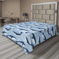 thumbnail image 1 of Ambesonne Abstract Flat Sheet, Cartoon Whale Nautical, Queen Size, Blue White, 1 of 1