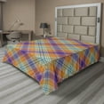 thumbnail image 1 of Ambesonne Abstract Flat Sheet, Classic Scottish Tartan, Queen Size, Purple Dark Orange Teal, 1 of 1