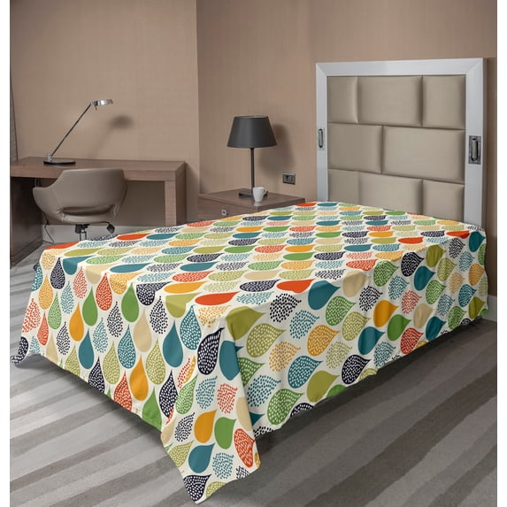 Ambesonne Abstract Flat Sheet, Colorful Design Drops Art, Twin Size, Multicolor
