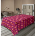 thumbnail image 1 of Ambesonne Abstract Flat Sheet, Colorful Hatched Squares, Twin Size, Dark Magenta Multicolor, 1 of 1