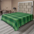 thumbnail image 1 of Ambesonne Abstract Flat Sheet, Diagonal Tartan Inspired, Queen Size, Green Dark Magenta, 1 of 1