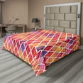 thumbnail image 1 of Ambesonne Abstract Flat Sheet, Diamond Shapes Mosaic, King Size, Orange Purple Pink, 1 of 1