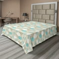 thumbnail image 1 of Ambesonne Abstract Flat Sheet, Dots and Circle Motifs, Queen Size, Tan White and Sky Blue, 1 of 1