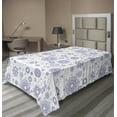 thumbnail image 1 of Ambesonne Abstract Flat Sheet, Floral Medallion Clouds, Twin Size, Dark Violet and White, 1 of 1