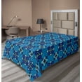 thumbnail image 1 of Ambesonne Abstract Flat Sheet, Floral Repeating Tile Art, Twin Size, Sea Blue Cobalt Blue, 1 of 1