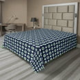 thumbnail image 1 of Ambesonne Abstract Flat Sheet, Floral and Round Dots, Queen Size, Navy Green and White, 1 of 1