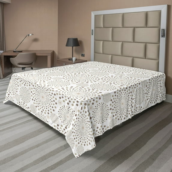 Ambesonne Abstract Flat Sheet, Flower Arrangement Pattern, Queen Size, Tan Taupe Beige