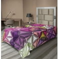thumbnail image 1 of Ambesonne Abstract Flat Sheet, Geometrical Diamond, Twin Size, Purple Yellow, 1 of 1