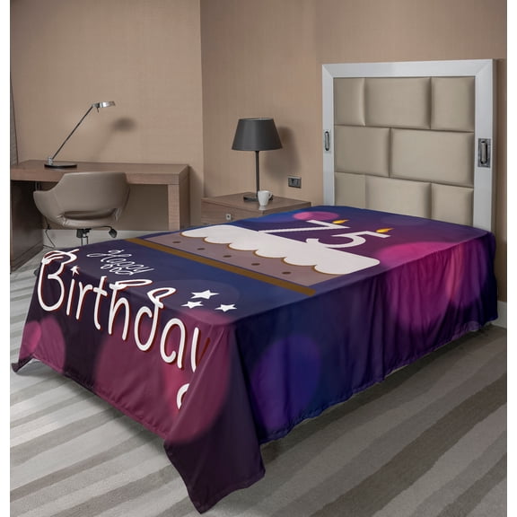 Ambesonne Abstract Flat Sheet, Graphic Cake, TwinXL Size, Purple Magenta White