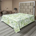 thumbnail image 1 of Ambesonne Abstract Flat Sheet, Green Retro Square Spirals, Queen Size, Fern Green Emerald and White, 1 of 1