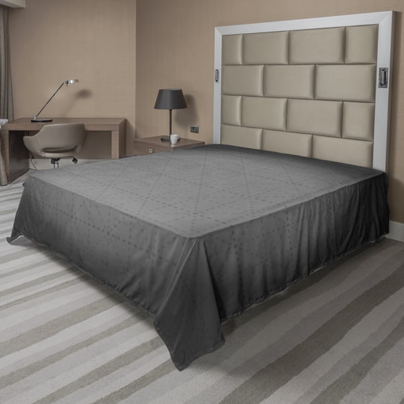Ambesonne Abstract Flat Sheet, Greyscale Round Dotted, Queen Size, Pale Taupe and Dark Grey