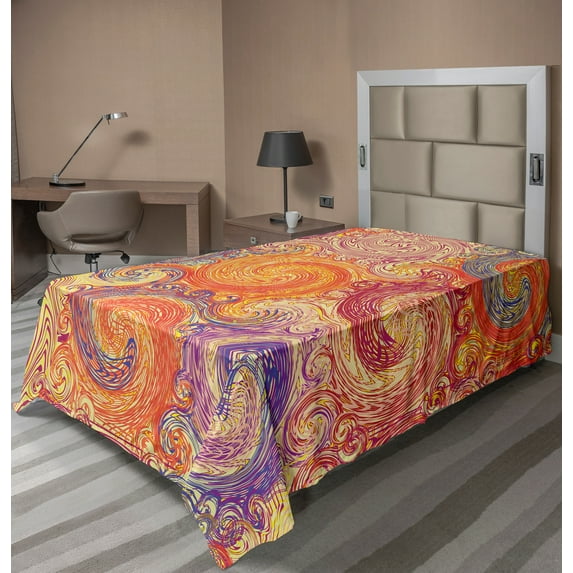 Ambesonne Abstract Flat Sheet, Grunge Sun Boho, TwinXL Size, Multicolor