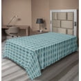 thumbnail image 1 of Ambesonne Abstract Flat Sheet, Horizontal Rhombuses Style, Twin Size, Cadet Blue Slate Blue, 1 of 1
