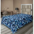 thumbnail image 1 of Ambesonne Abstract Flat Sheet, Intertwined Round Elements, Twin Size, Night Blue Pale Blue, 1 of 1