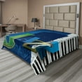thumbnail image 1 of Ambesonne Abstract Flat Sheet, Jazz Music Keys Guitar, King Size, Navy Green White, 1 of 1