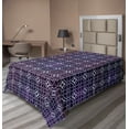 thumbnail image 1 of Ambesonne Abstract Flat Sheet, Modernized Oriental Shapes, Twin Size, Dark Purple White, 1 of 1