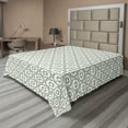 thumbnail image 1 of Ambesonne Abstract Flat Sheet, Monochrome Vintage Motifs, King Size, White and Pale Olive Green, 1 of 1