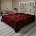 thumbnail image 1 of Ambesonne Abstract Flat Sheet, Orient Flowers Leaves Art, King Size, Vermilion and Black, 1 of 1
