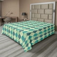thumbnail image 1 of Ambesonne Abstract Flat Sheet, Oval Curved Lines Dots, Queen Size, Sea Green Petrol Blue, 1 of 1
