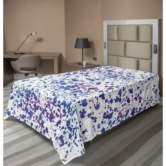 Ambesonne Abstract Flat Sheet, Paint Splatters Art, TwinXL Size, Multicolor