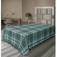 thumbnail image 1 of Ambesonne Abstract Flat Sheet, Plaid Inspired Streaks, TwinXL Size, Cadet Blue Dark Teal, 1 of 1