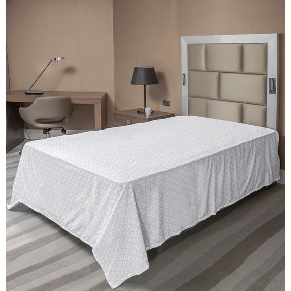 Ambesonne Abstract Flat Sheet, Repetitive Flower of Life, Twin Size, Pale Grey White