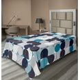 thumbnail image 1 of Ambesonne Abstract Flat Sheet, Retro Circles Squares, Twin Size, Brown Grey Teal White, 1 of 1