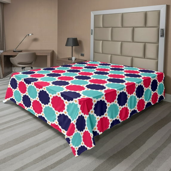 Ambesonne Abstract Flat Sheet, Spring Season, California King, Multicolor