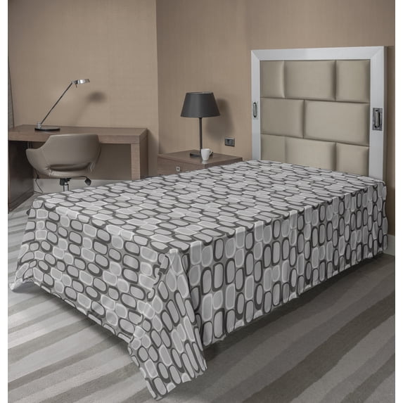 Ambesonne Abstract Flat Sheet, Stone Wall Pattern, Twin Size, Grey Pale Grey