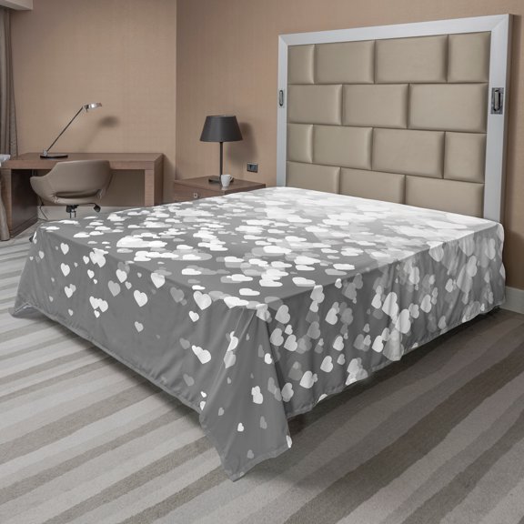 Ambesonne Abstract Flat Sheet, Sunshines Marriage, King Size, Dimgrey White