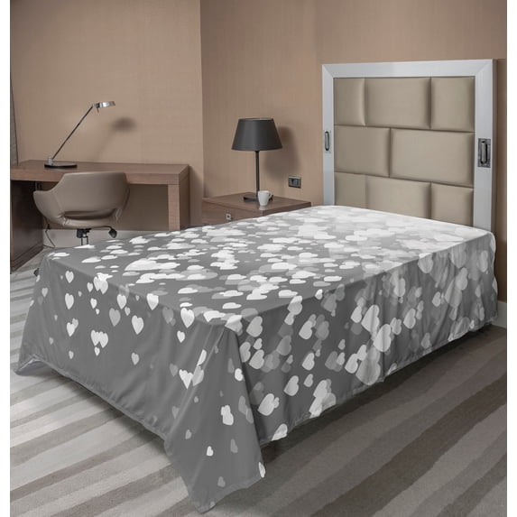 Ambesonne Abstract Flat Sheet, Sunshines Marriage, Twin Size, Dimgrey White