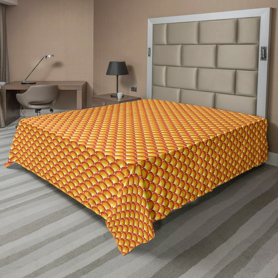 Ambesonne Abstract Flat Sheet, Tangerine s Pattern, Full Size, Vermilion Mustard
