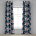 thumbnail image 1 of Ambesonne Abstract Floral Grommet Curtain, Spring Art Flowers, 50"x72", Slate Blue and Blush, 1 of 1