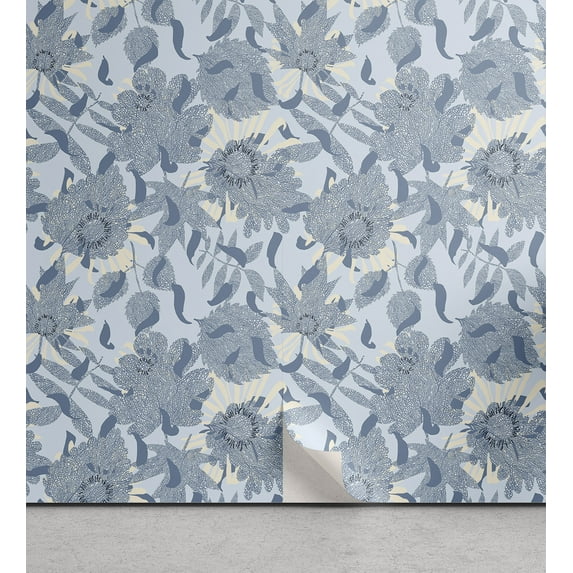Ambesonne Abstract Floral Peel & Stick Wallpaper for Home, Neutral Daisy Boho, 13"x72", Purpleblue Champagne