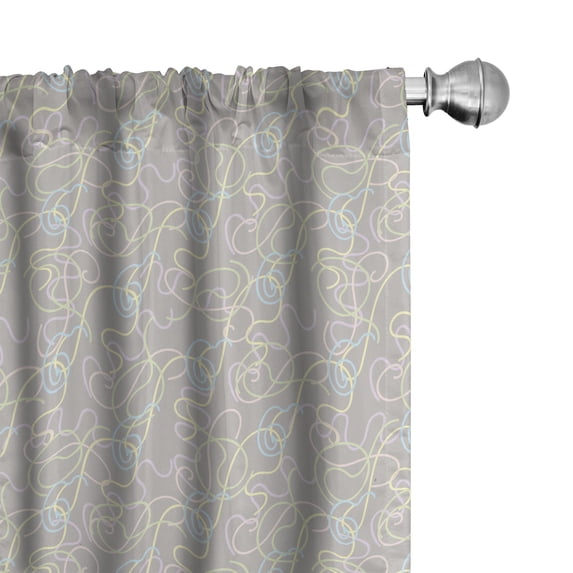 Ambesonne Abstract Geometry 4-Panel Curtains, Strings Graphic, 56"x84", Pale Taupe Multicolor
