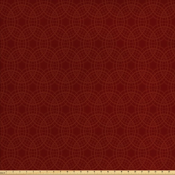 Ambesonne Abstract Geometry Fabric by the Yard Upholstery, Intertwined Ovals, 3 Yards, Maroon Redwood