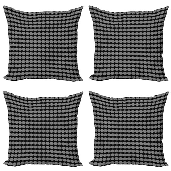 Ambesonne Abstract Geometry Throw Pillow Cover 4 Pack, Swirls Lines Art, 16", Charcoal Grey and White
