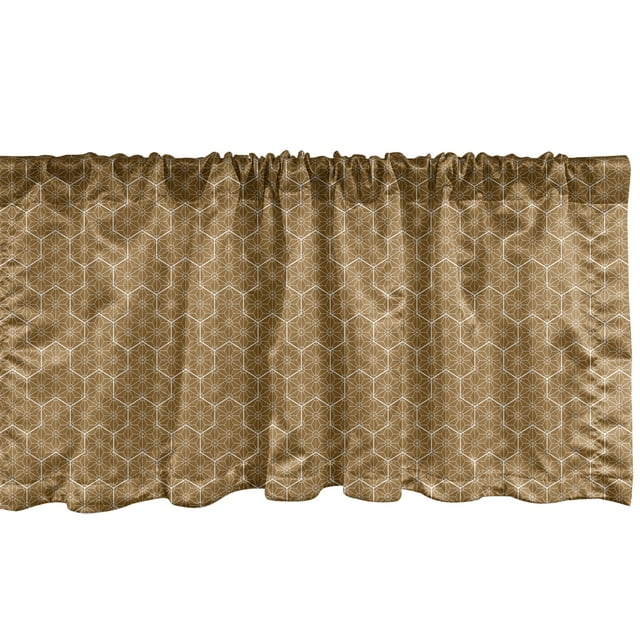 Ambesonne Abstract Geometry Window Valance, Antique Shapes, 54" X 18", Caramel and White