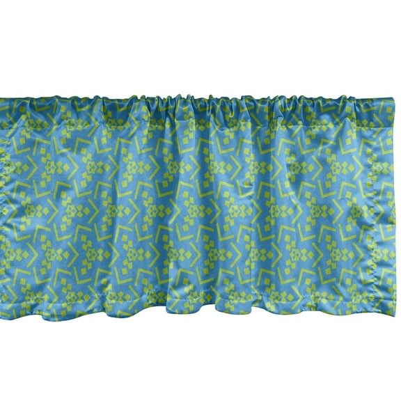 Ambesonne Abstract Geometry Window Valance, Random Motifs, 42" x 12", Sky Blue Yellow Green