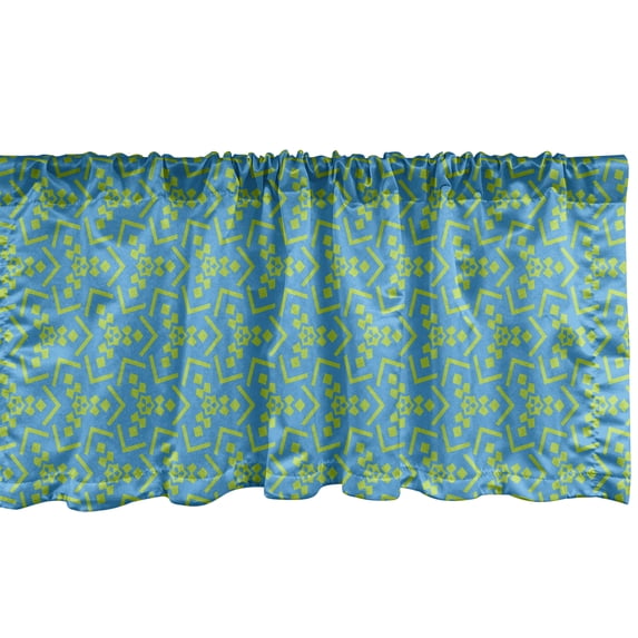 Ambesonne Abstract Geometry Window Valance, Random Motifs, 54" X 18", Sky Blue Yellow Green