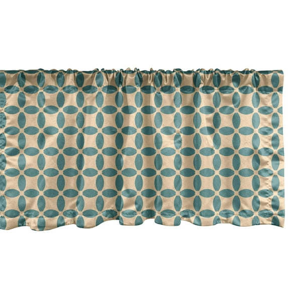 Ambesonne Abstract Geometry Window Valance, Rhythmic Flora, 54" X 18", Pale Peach Cadet Blue