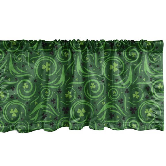 Ambesonne Abstract Green Window Valance, Irish Swirl Shamrock, 54" X 18", Green Emerald