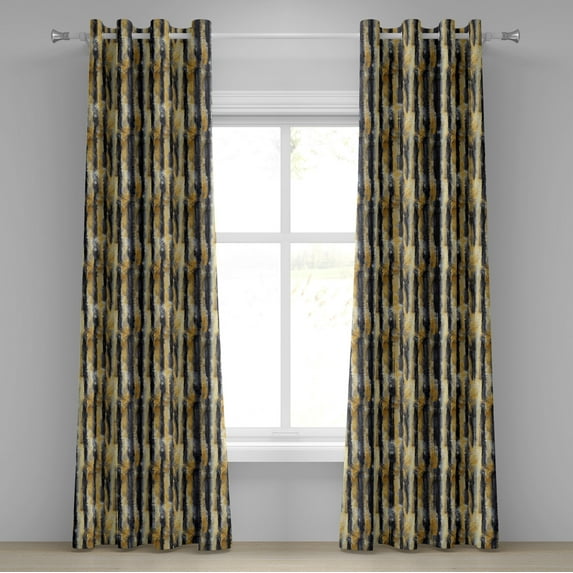 Ambesonne Abstract Grommet Curtain, Blurry Stripes Modern Art, 50"x84", Dark Grey and Pale Coffee