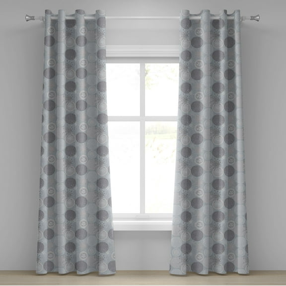 Ambesonne Abstract Grommet Curtain, Circular Pastel Shapes, 50" x 72", Pale Peach Blue Grey