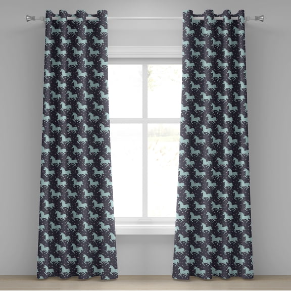 Ambesonne Abstract Grommet Curtain, Galloping Unicorns, 50" x 120", Mint Dark Taupe Pink