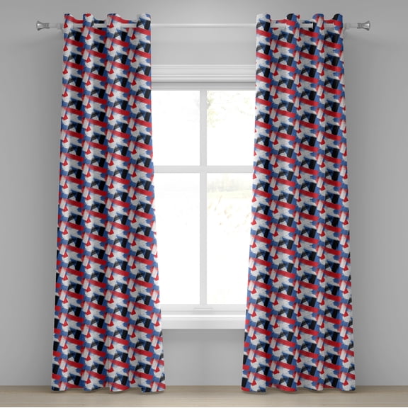 Ambesonne Abstract Grommet Curtain, Geometric Grunge Motif, 50" x 84", Violet Blue White