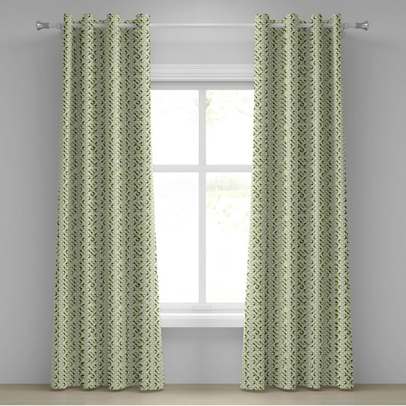 Ambesonne Abstract Grommet Curtain, Green and Grey Shades, 50" x 84", Green Pale Grey White