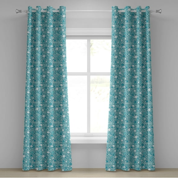 Ambesonne Abstract Grommet Curtain, Modern Bubbles Pattern, 50" x 108", Turquoise Teal