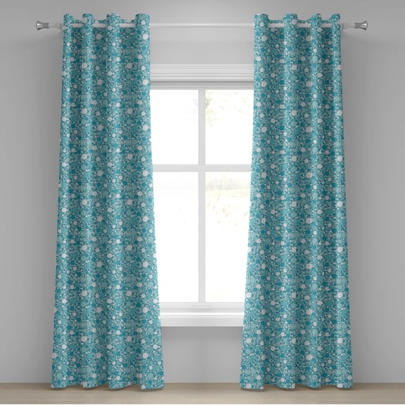 Ambesonne Abstract Grommet Curtain, Modern Bubbles Pattern, 50" x 96", Turquoise Teal